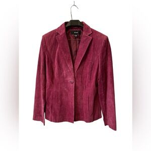 Womens Alfani Central Park Pink Suede Leather Jacket Blazer Medium